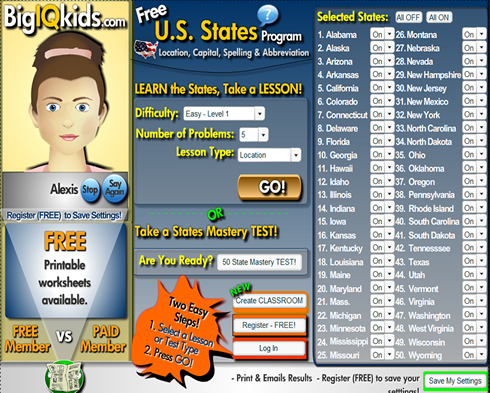 Free Spelling Program U.S. States Practice